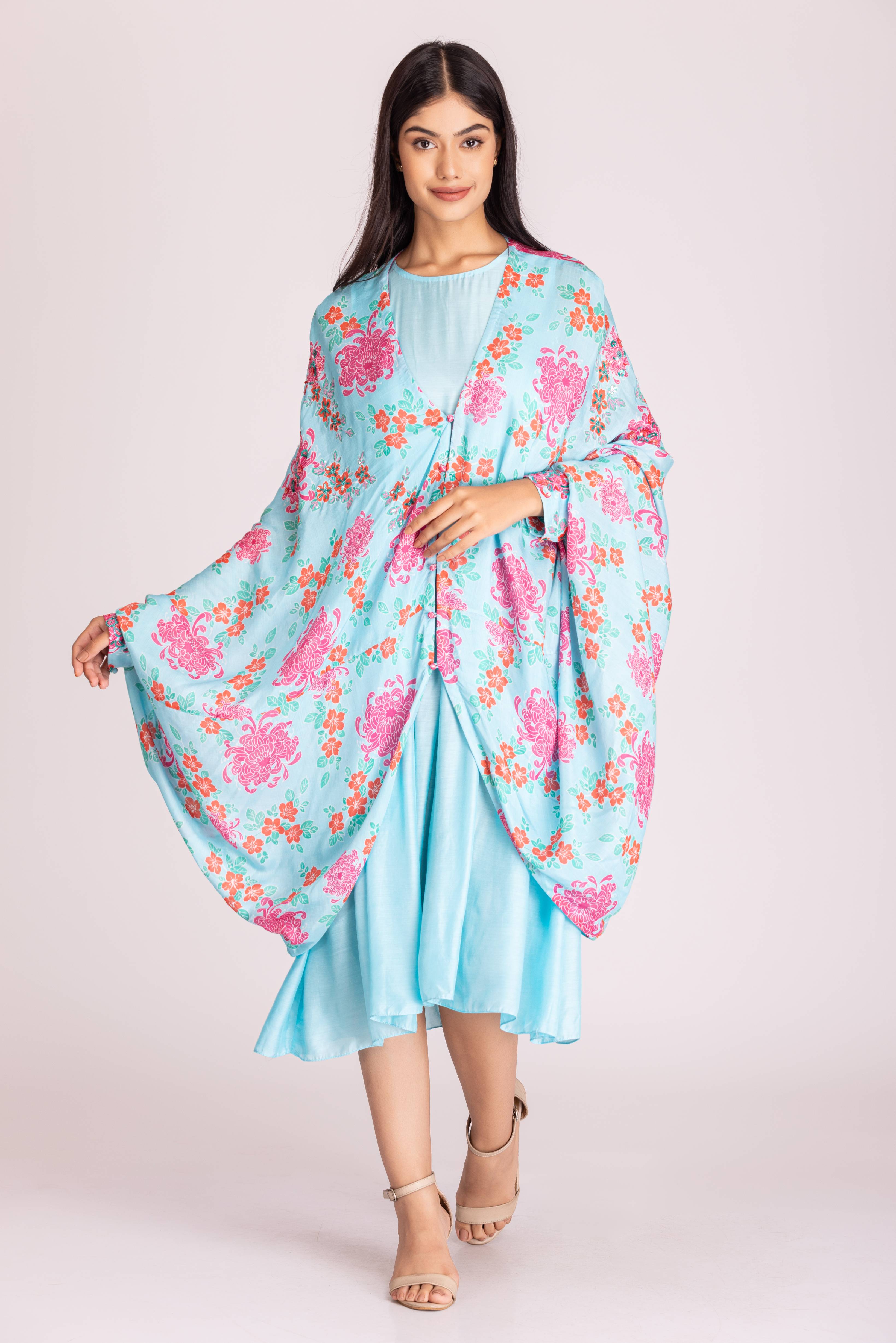 Powder Blue Cape with Slip-on-Dress