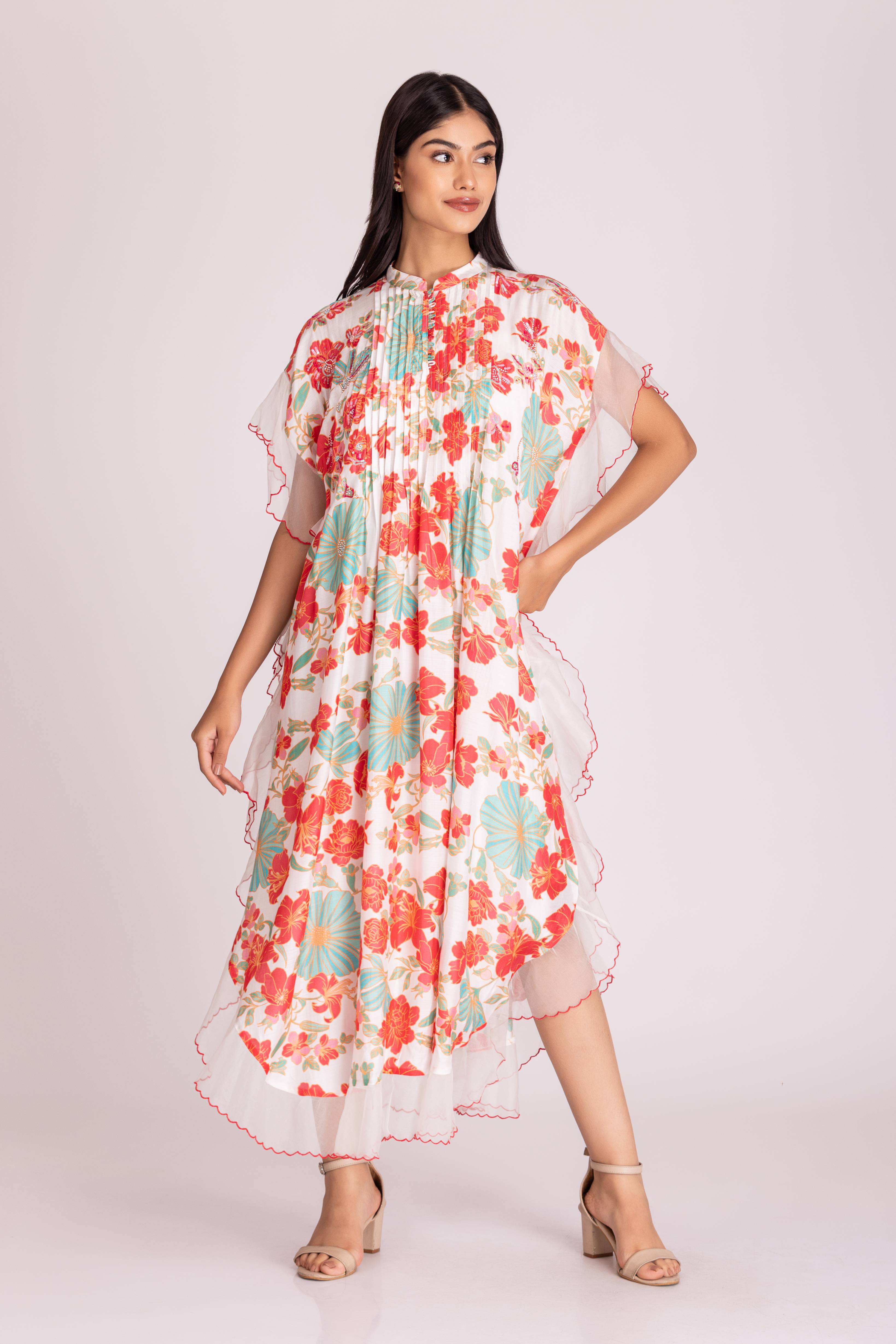 Digital Printed Pintuck Dress with Inner