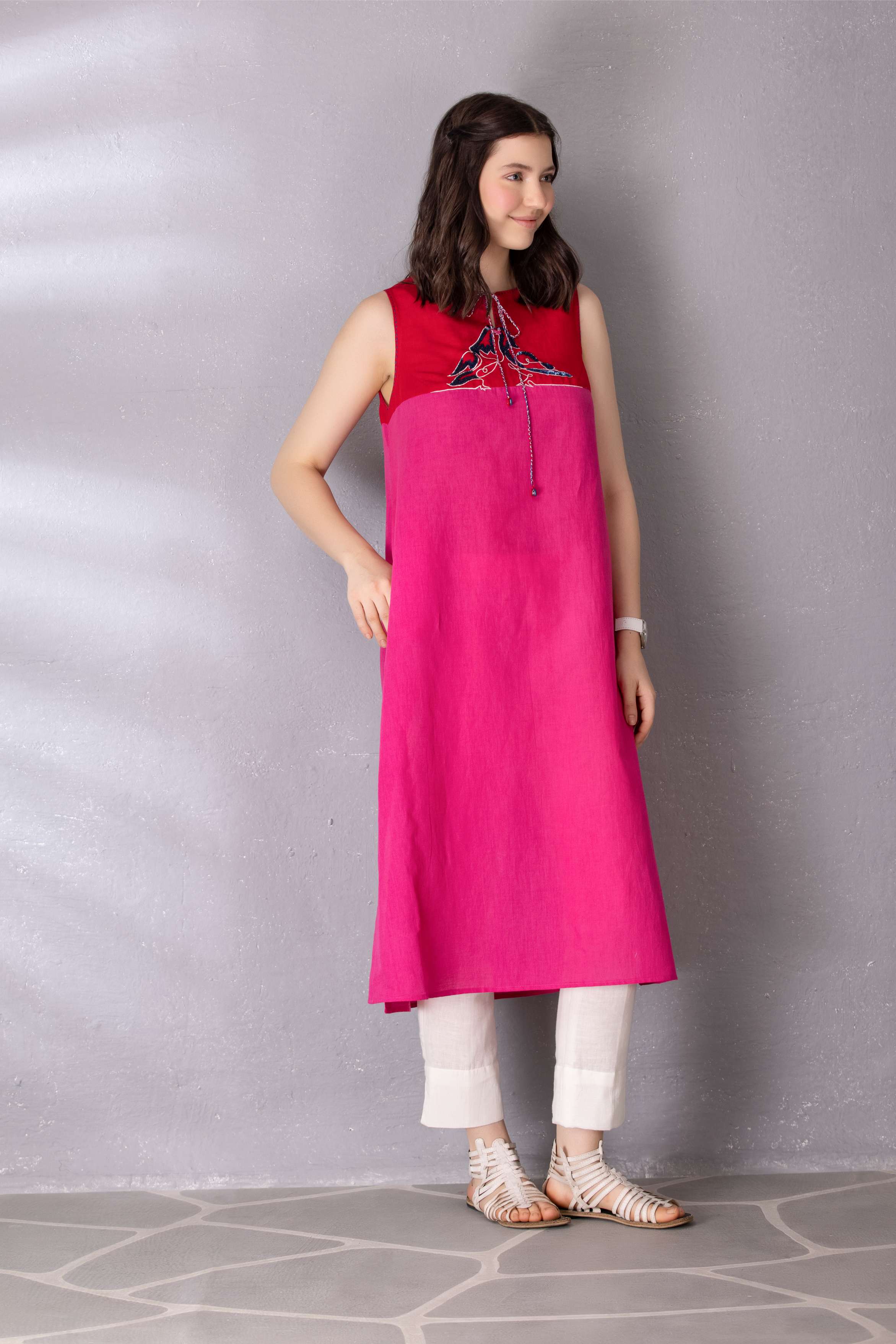 Bubblegum Pink Cotton Linen Tunic With Pant Set