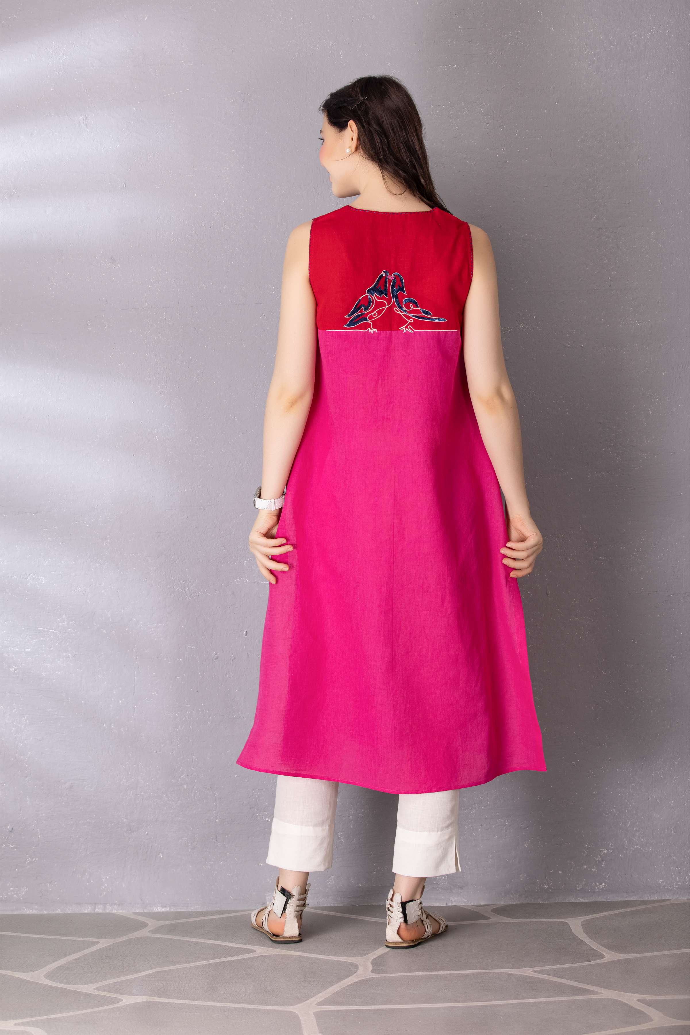 Bubblegum Pink Cotton Linen Tunic With Pant Set