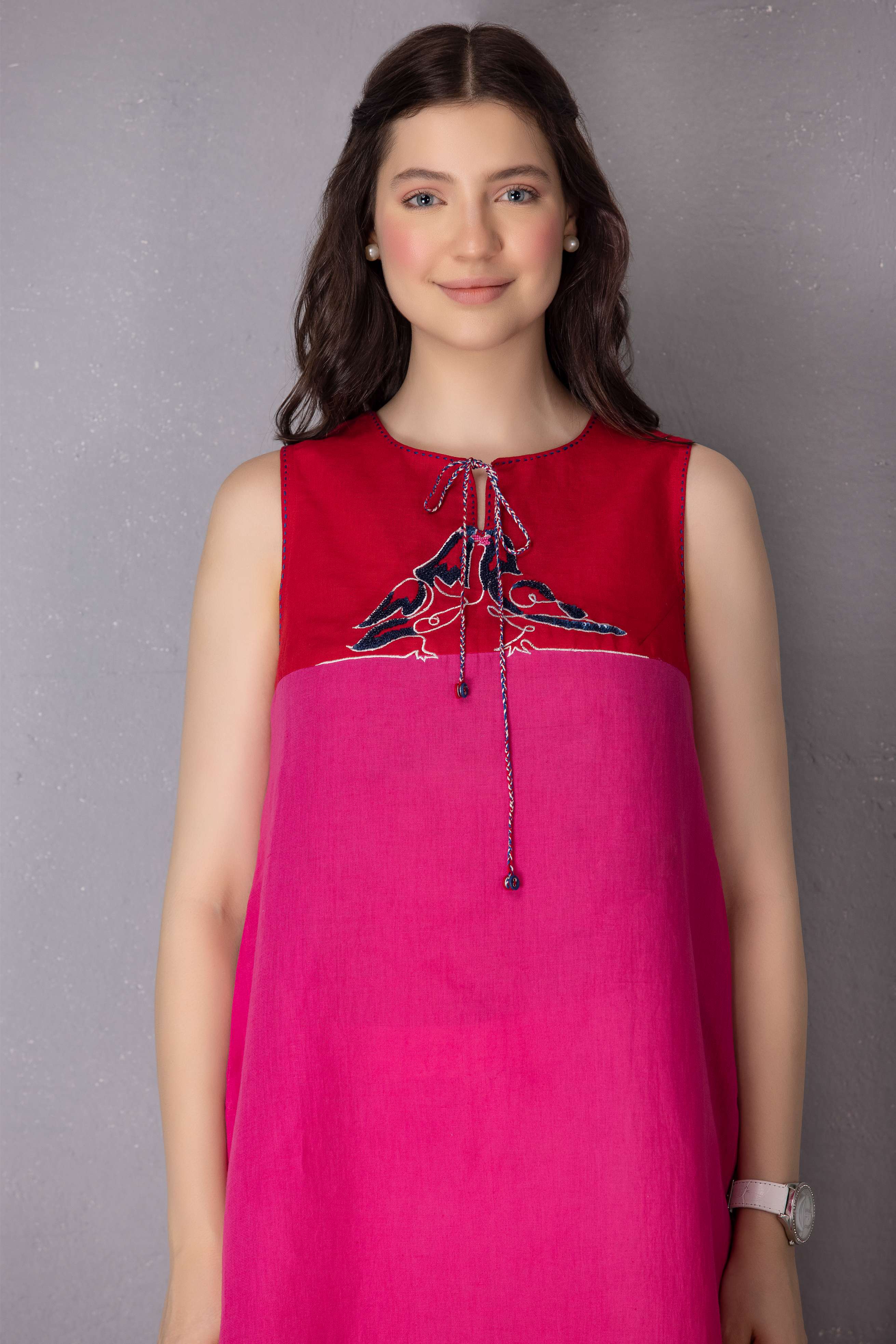 Bubblegum Pink Cotton Linen Tunic With Pant Set