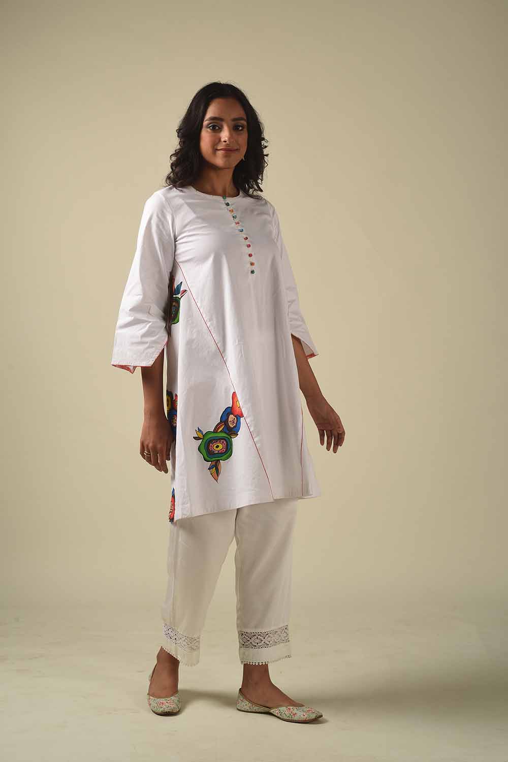 A-Line Handpainted Tunic With Narrow Pants