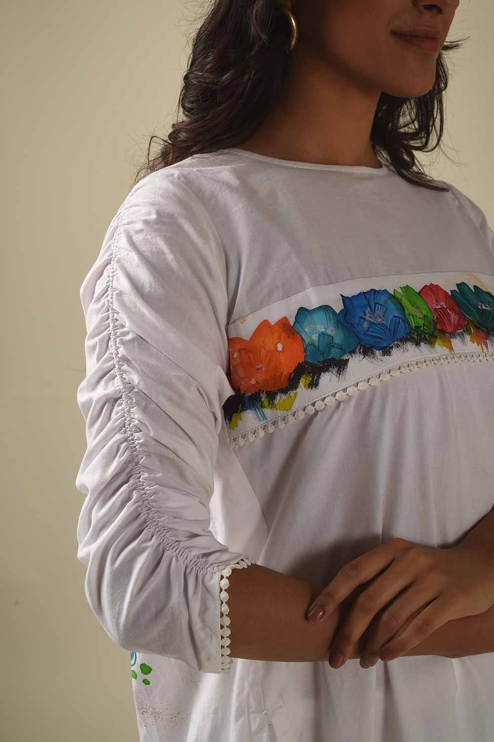 Handpainted Tunic With Pleated Back Detailing