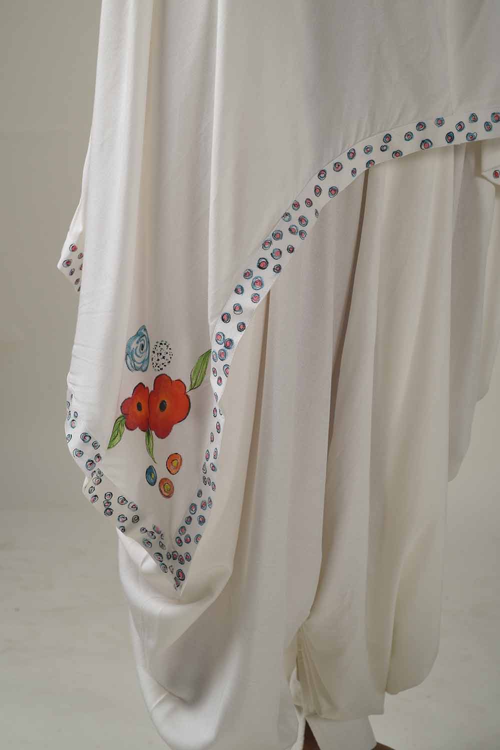 Asymmetric Hand Painted Kurta With Dhoti Pants