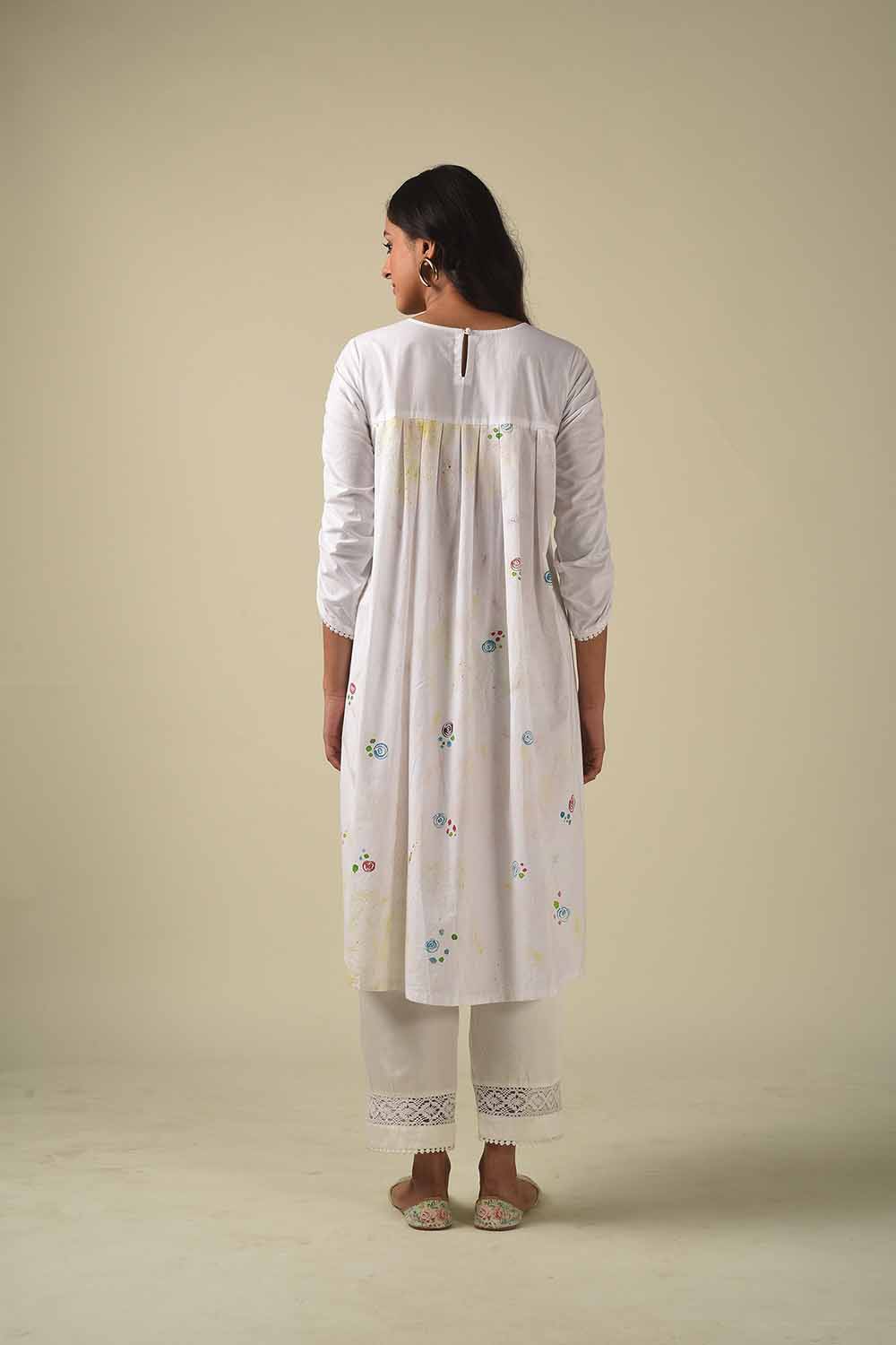 Handpainted Tunic With Pleated Back Detailing