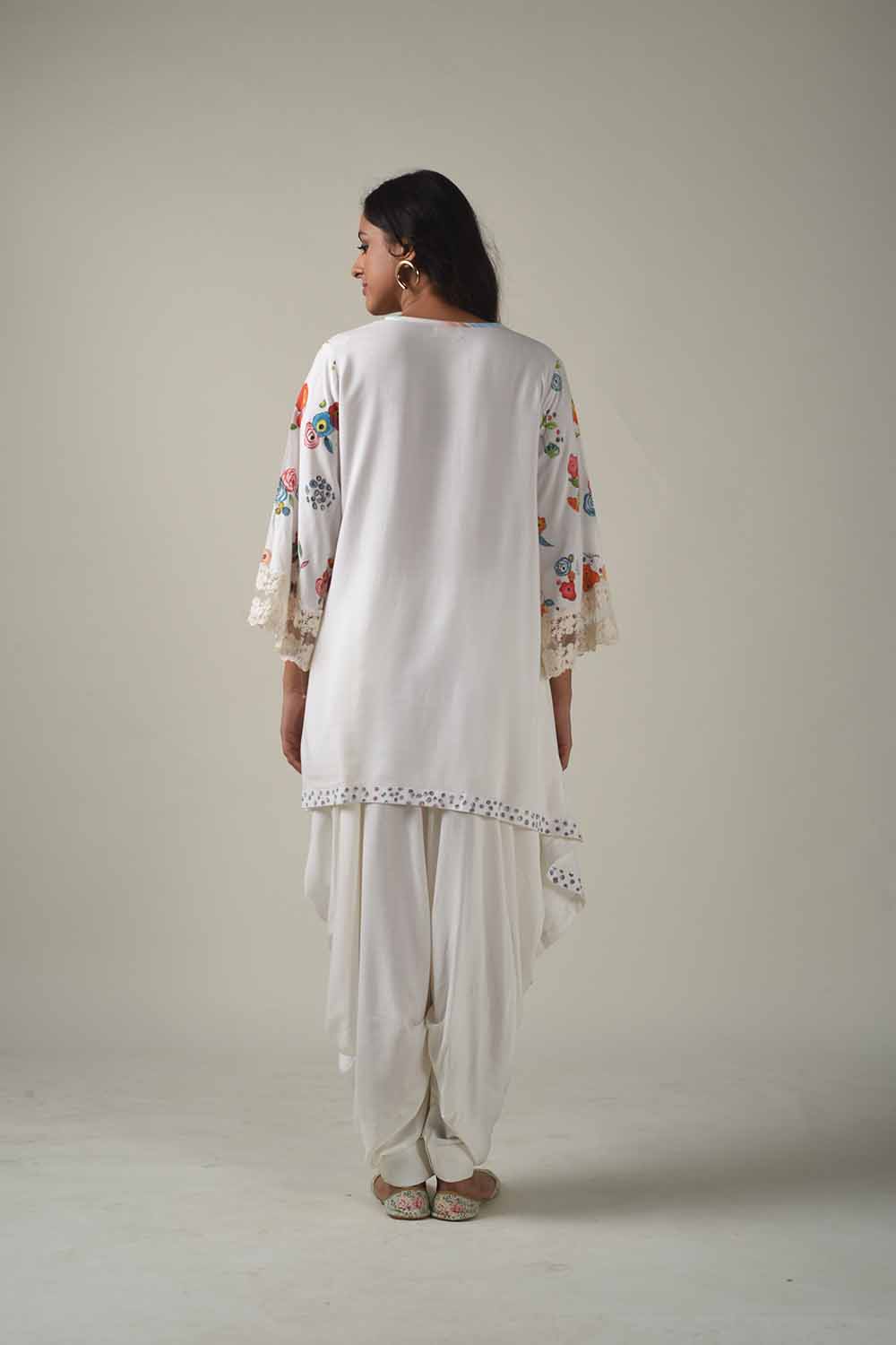 Asymmetric Hand Painted Kurta With Dhoti Pants