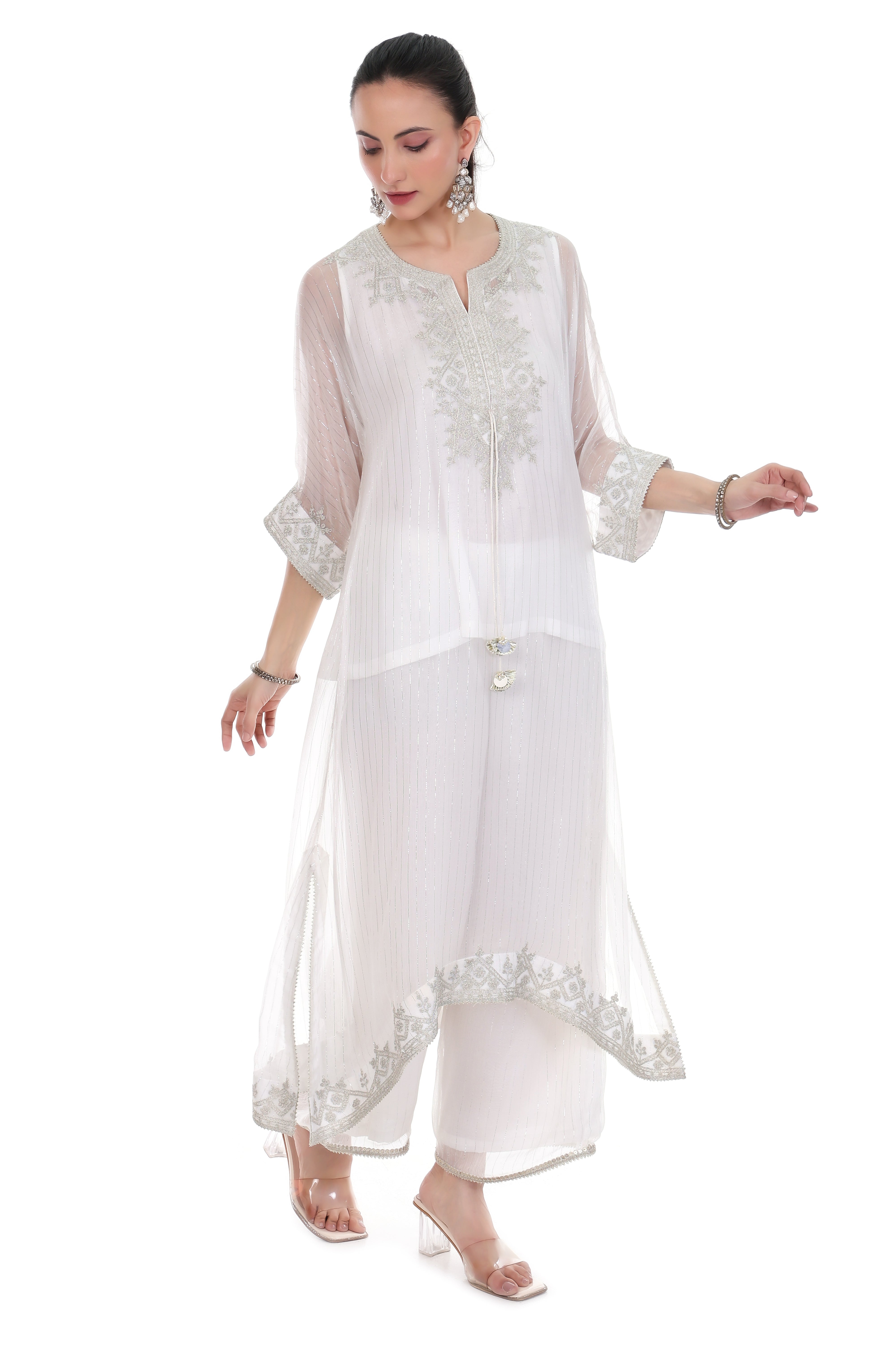 White Embroidered Kaftaan Set