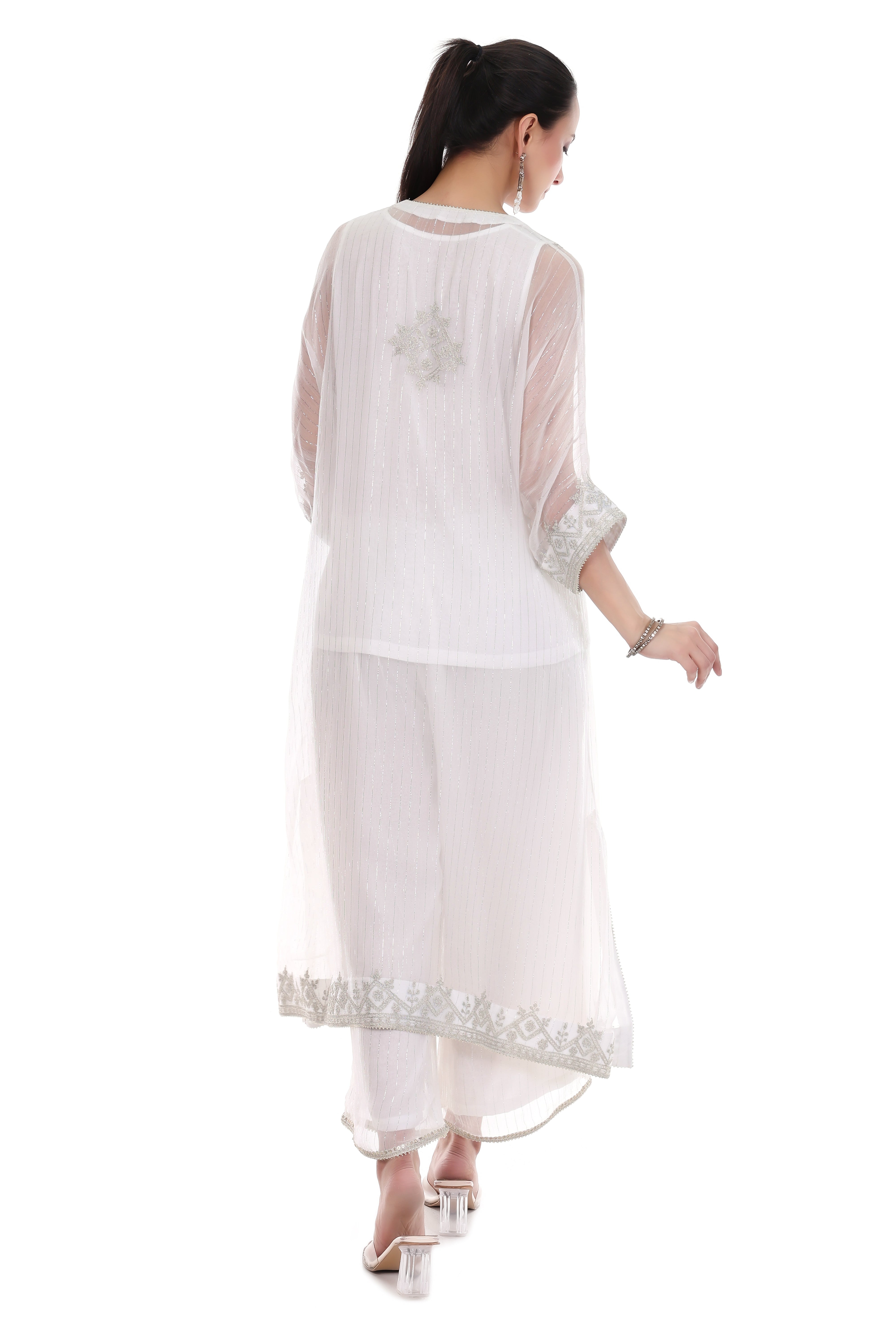 White Embroidered Kaftaan Set