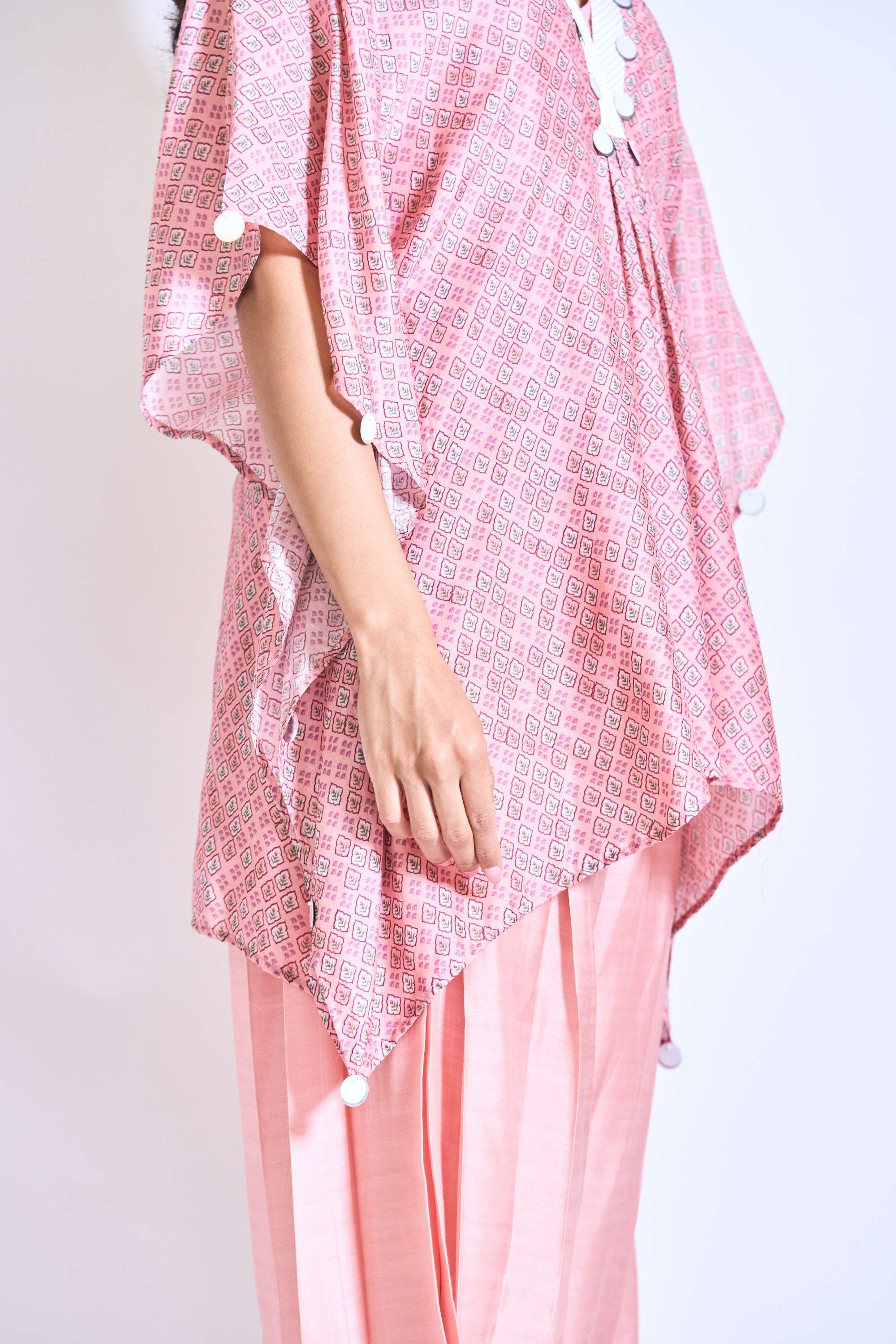 Peach Digital Printed Kaftaan Co-ord Set