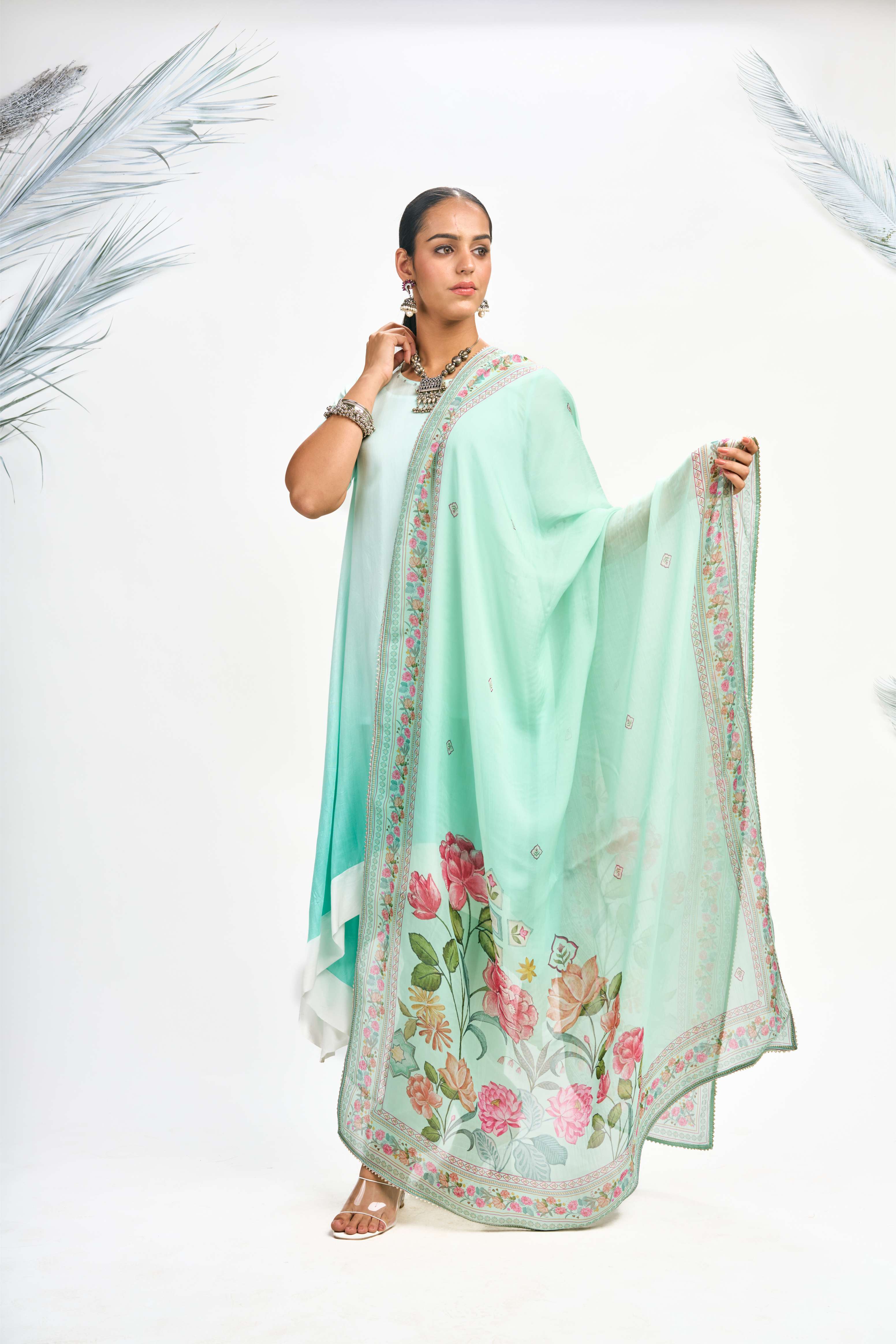 Turquoise Ombre Kurta Set