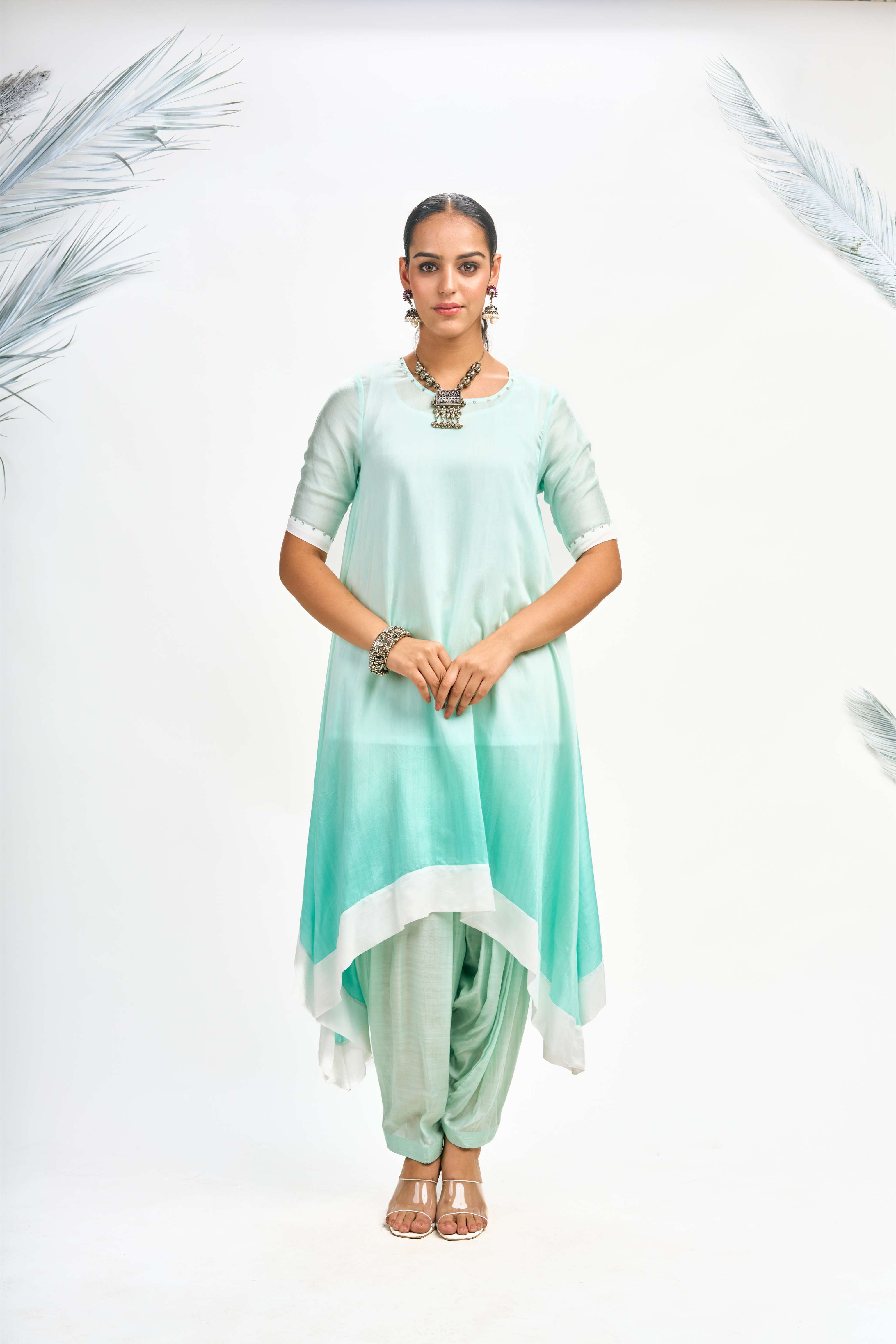 Turquoise Ombre Kurta Set