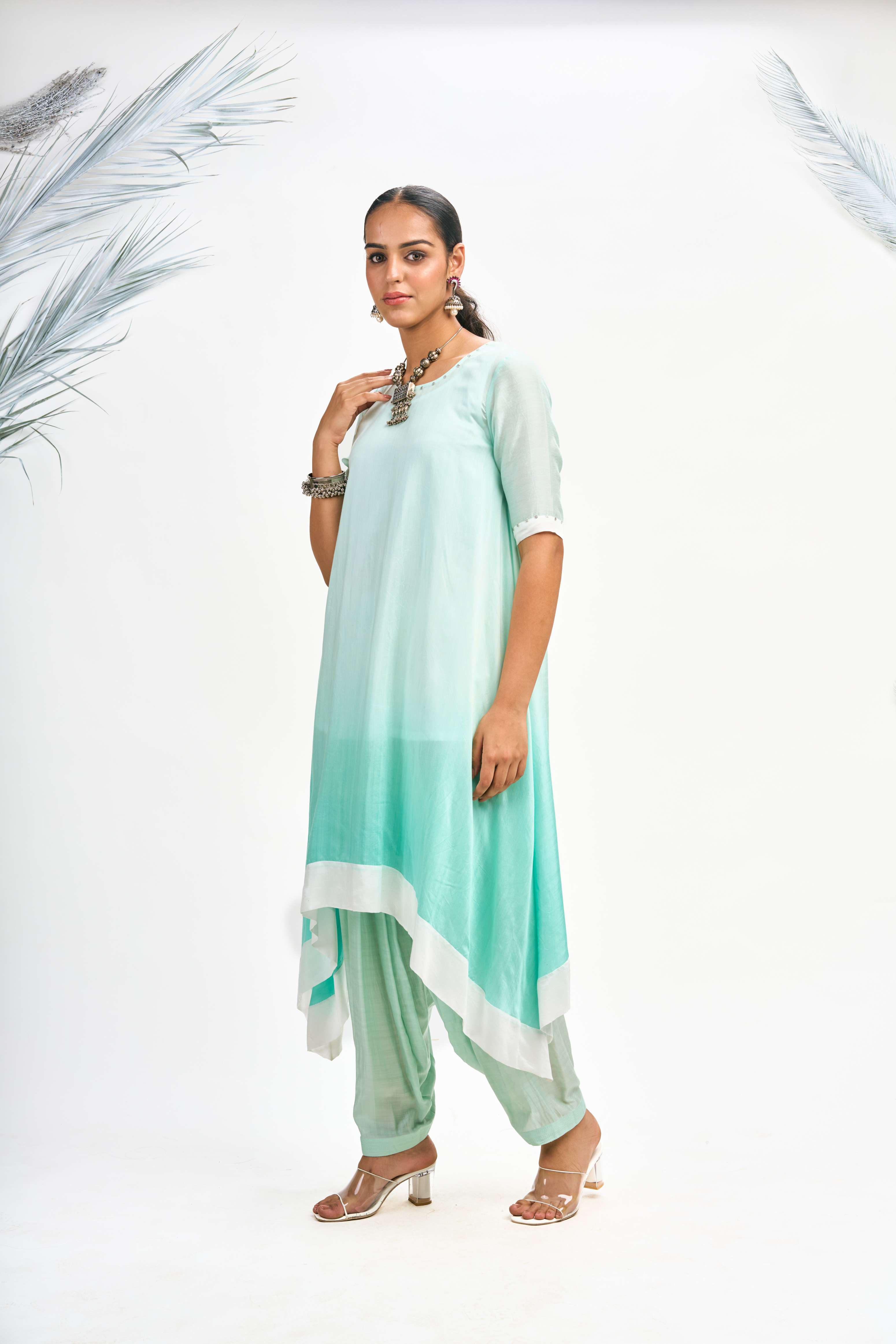 Turquoise Ombre Kurta Set