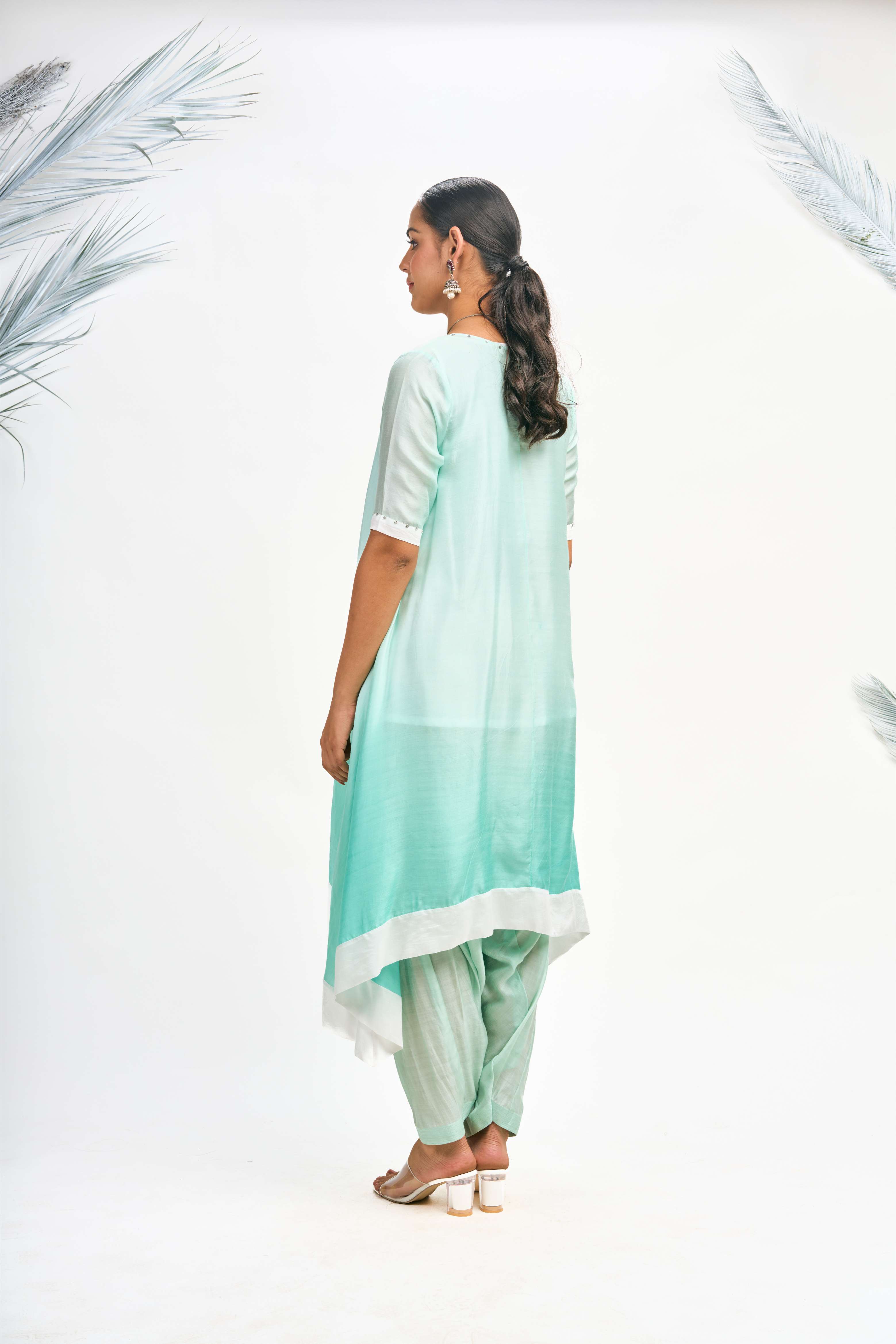 Turquoise Ombre Kurta Set