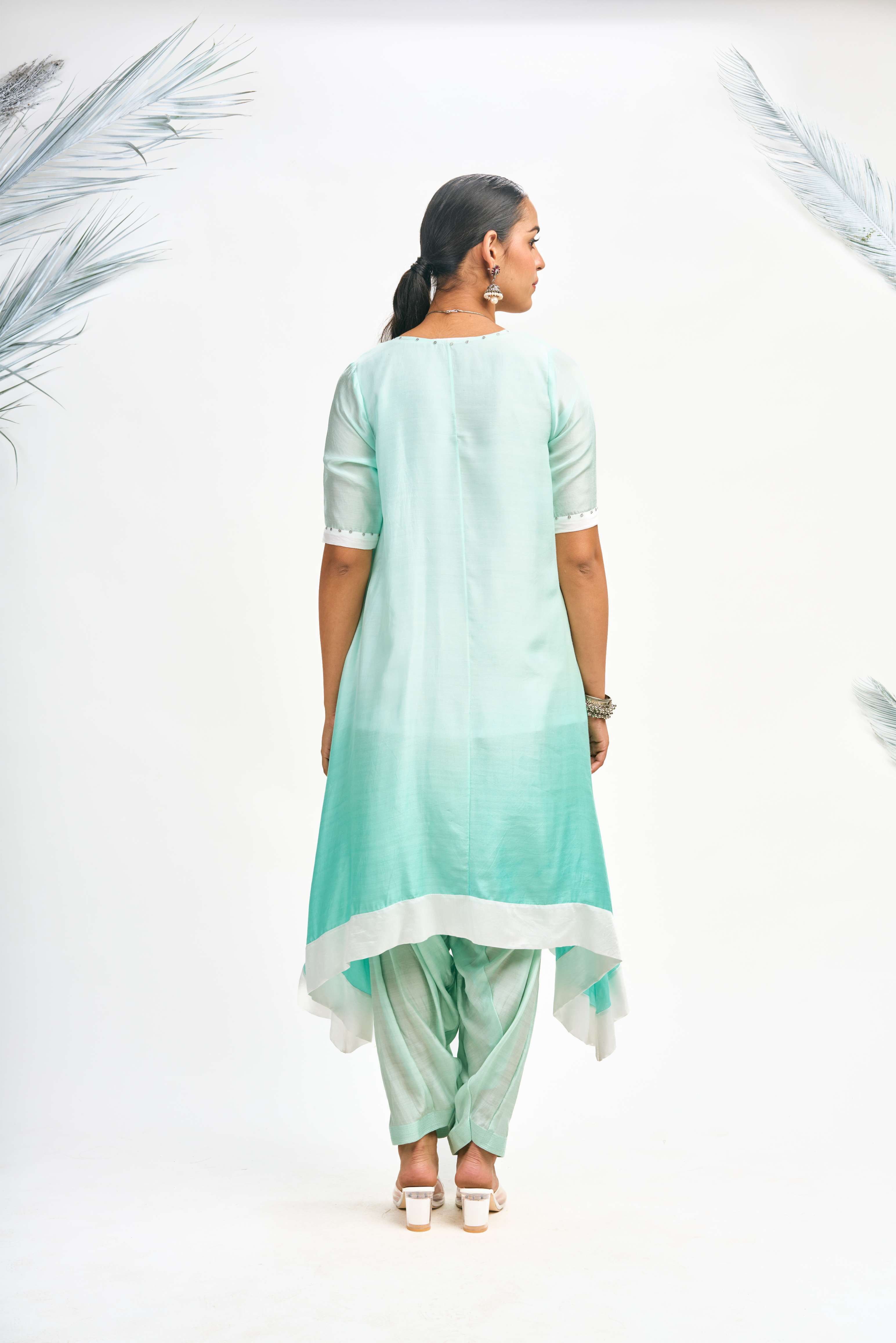 Turquoise Ombre Kurta Set