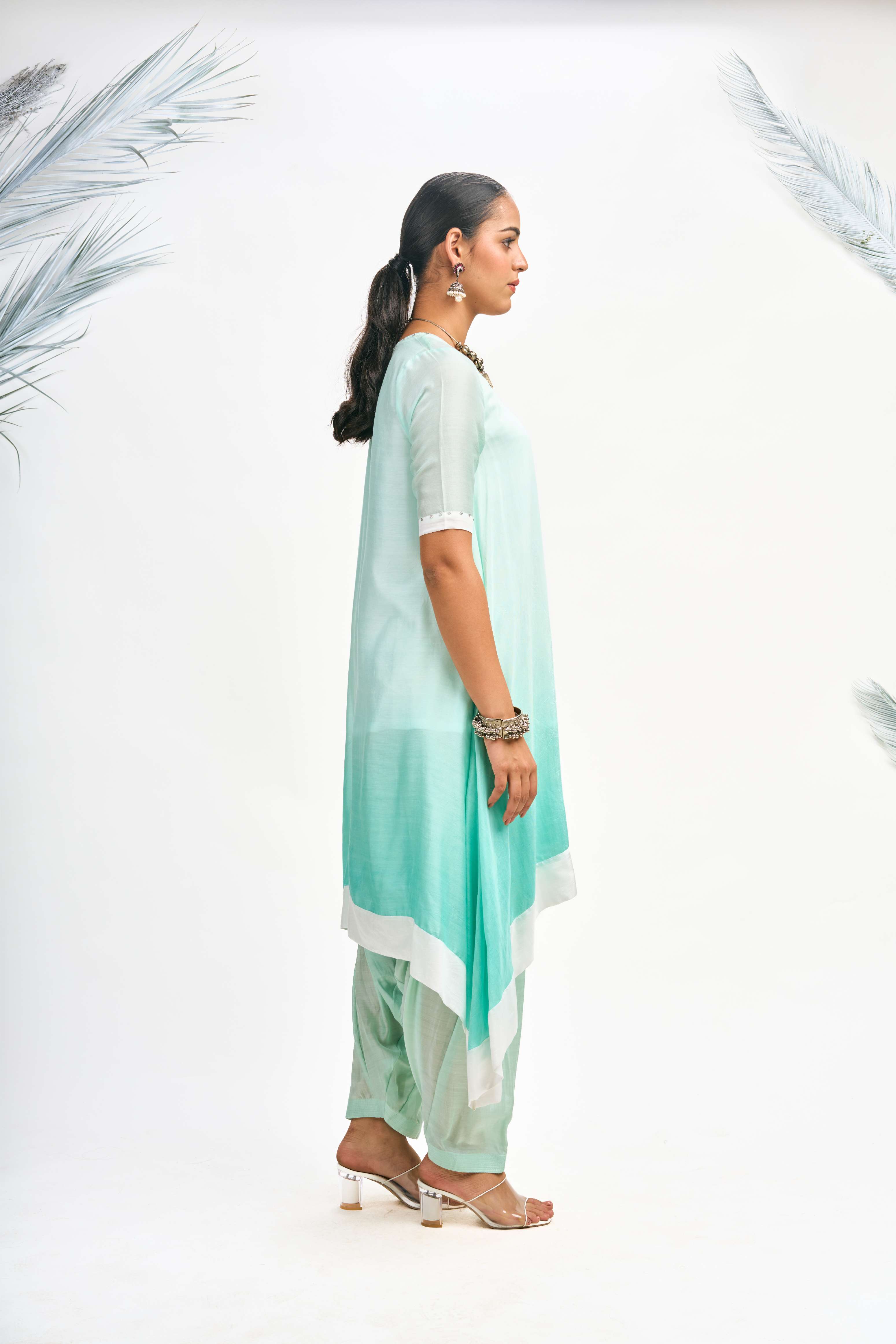 Turquoise Ombre Kurta Set