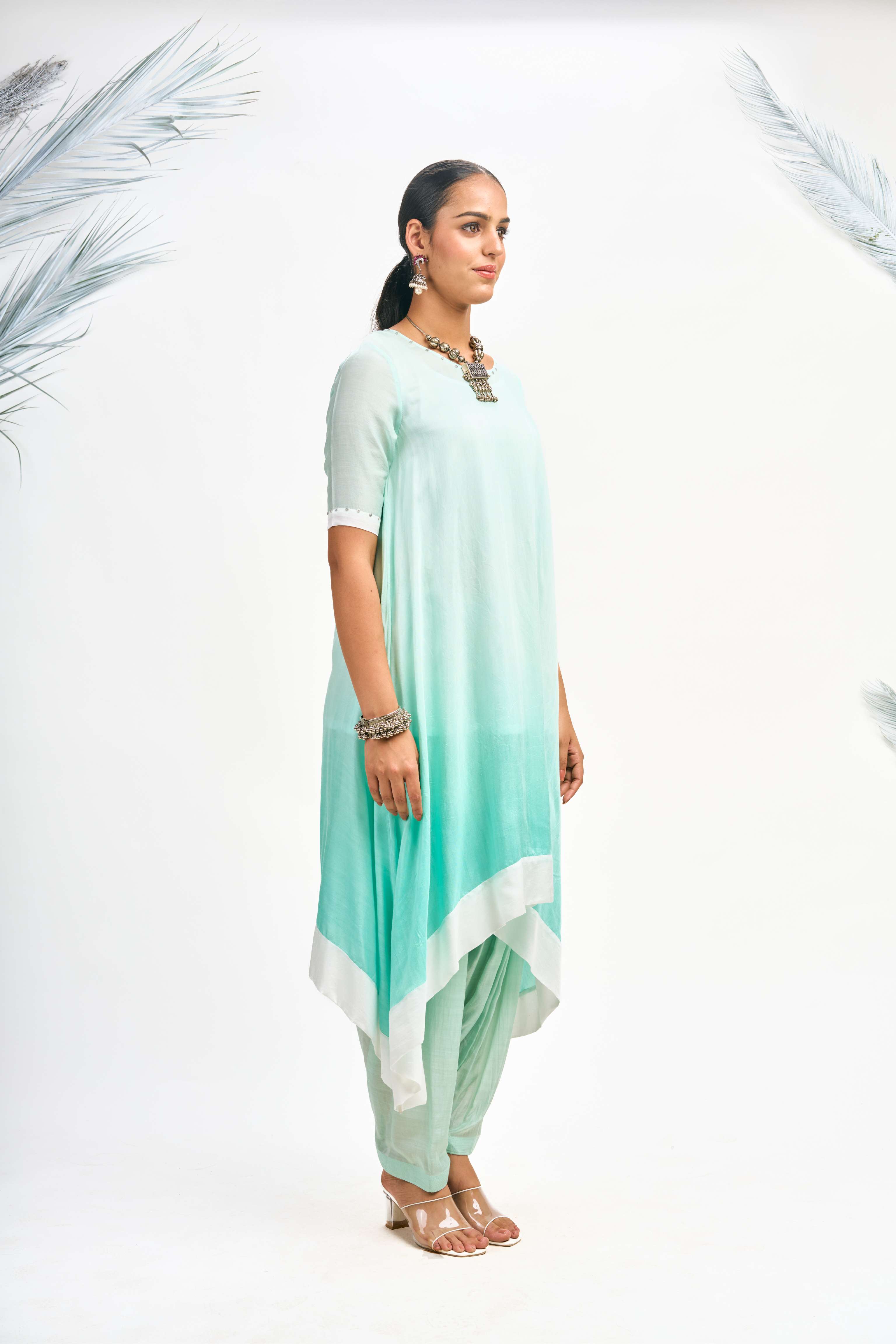 Turquoise Ombre Kurta Set