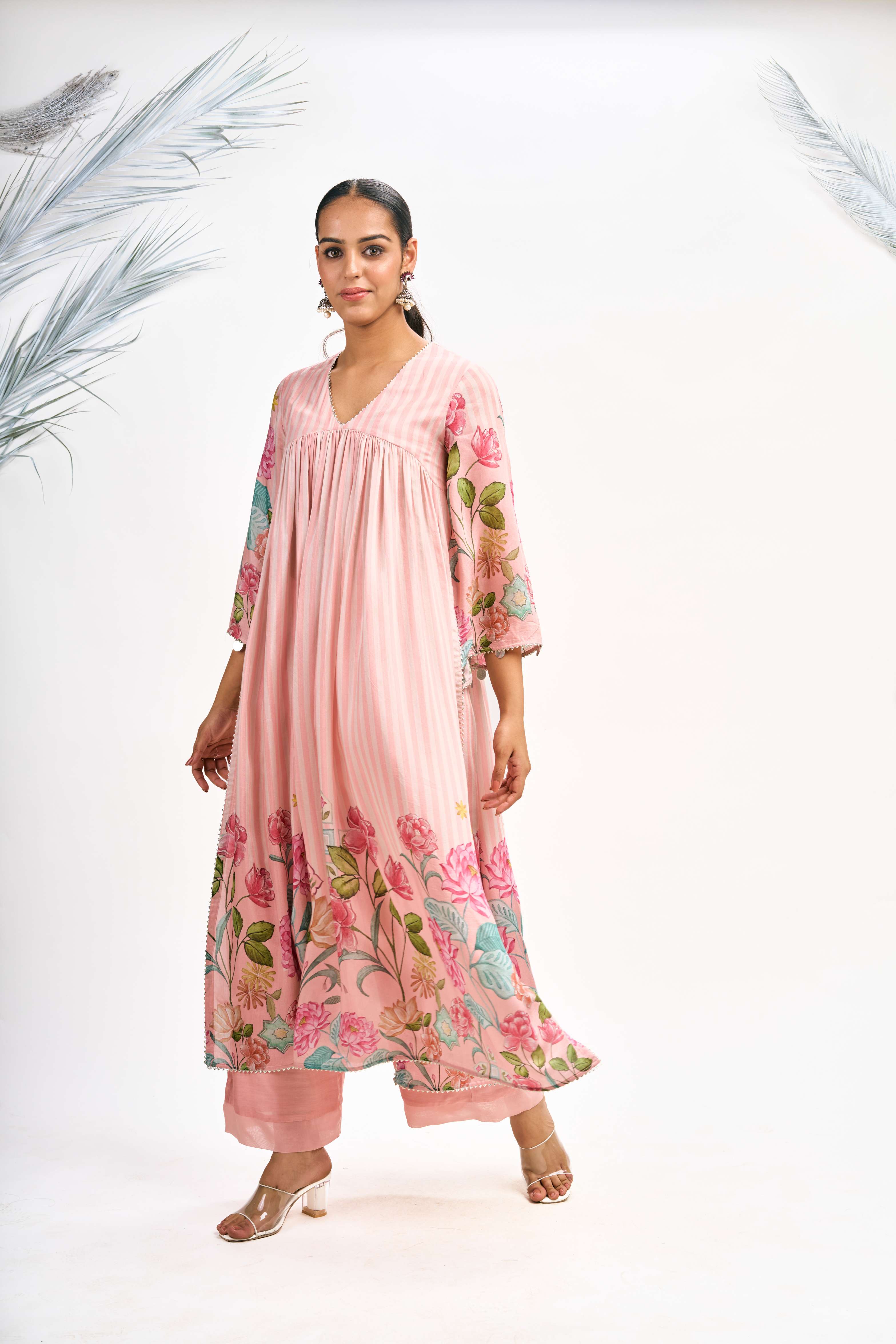 Peach Pink Digital Printed Kurta Set