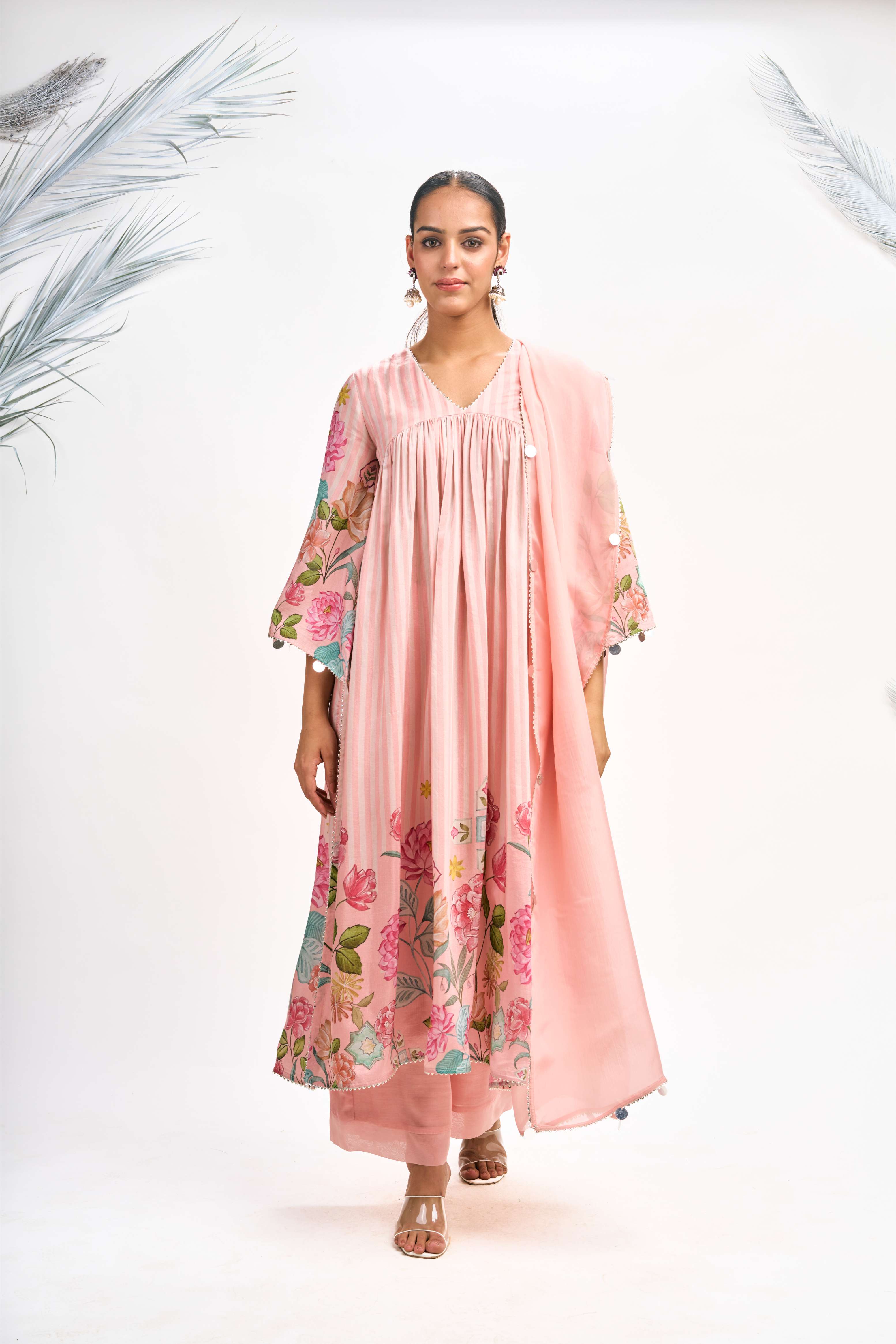 Peach Pink Digital Printed Kurta Set