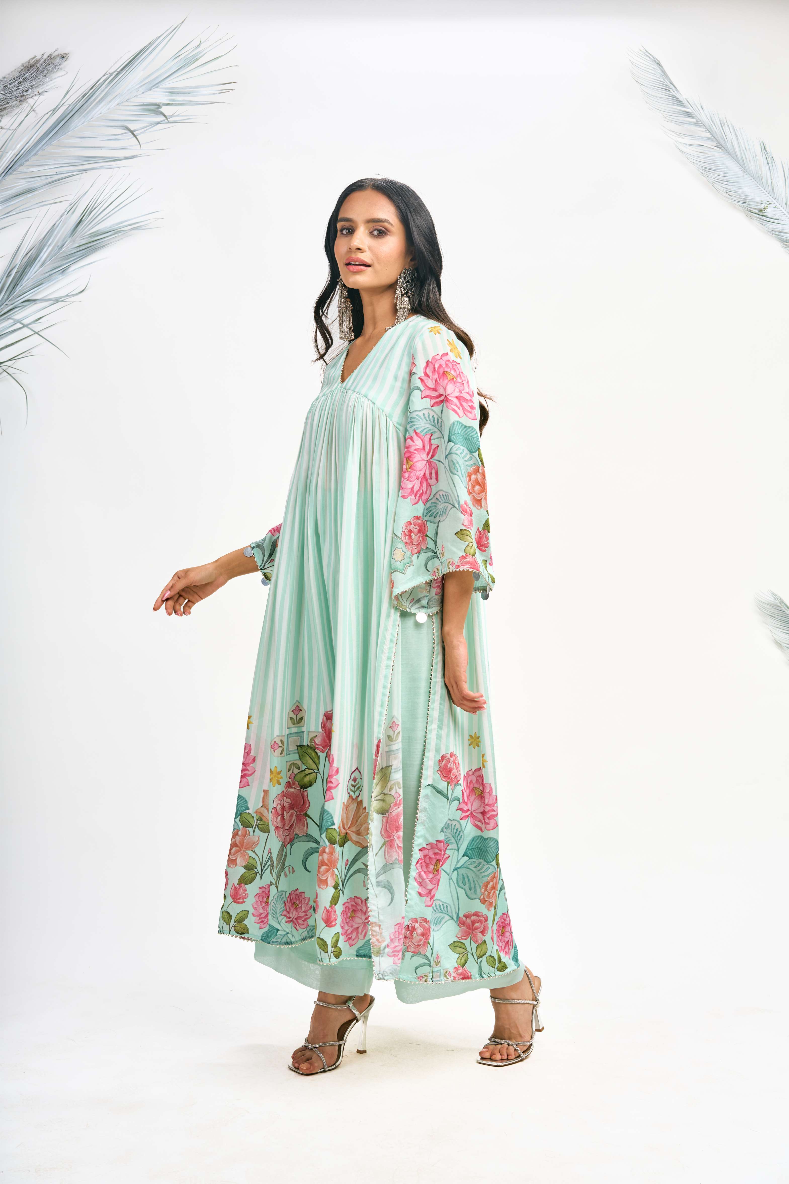 Turquoise Digital Printed Kurta Set