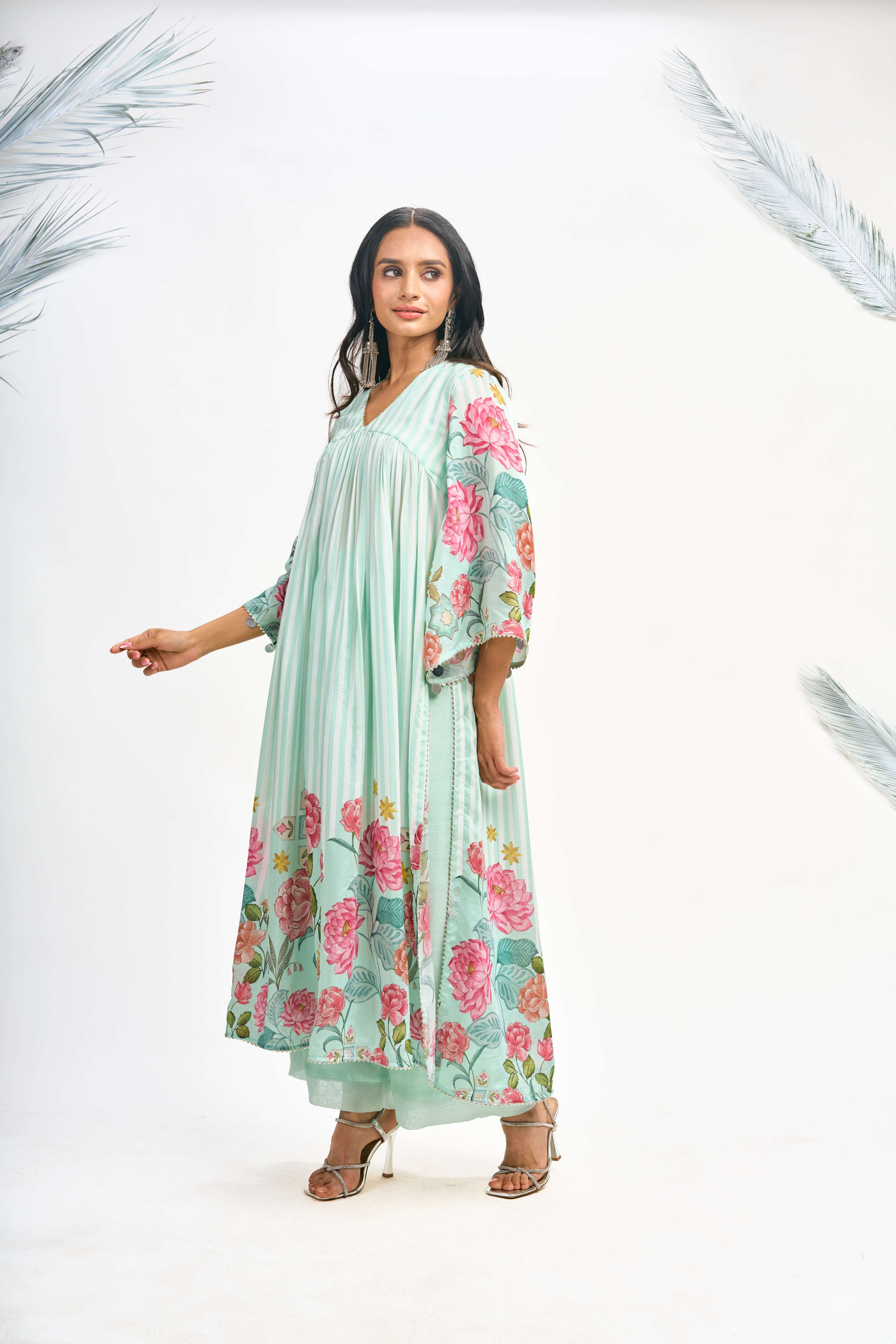 Turquoise Digital Printed Kurta Set