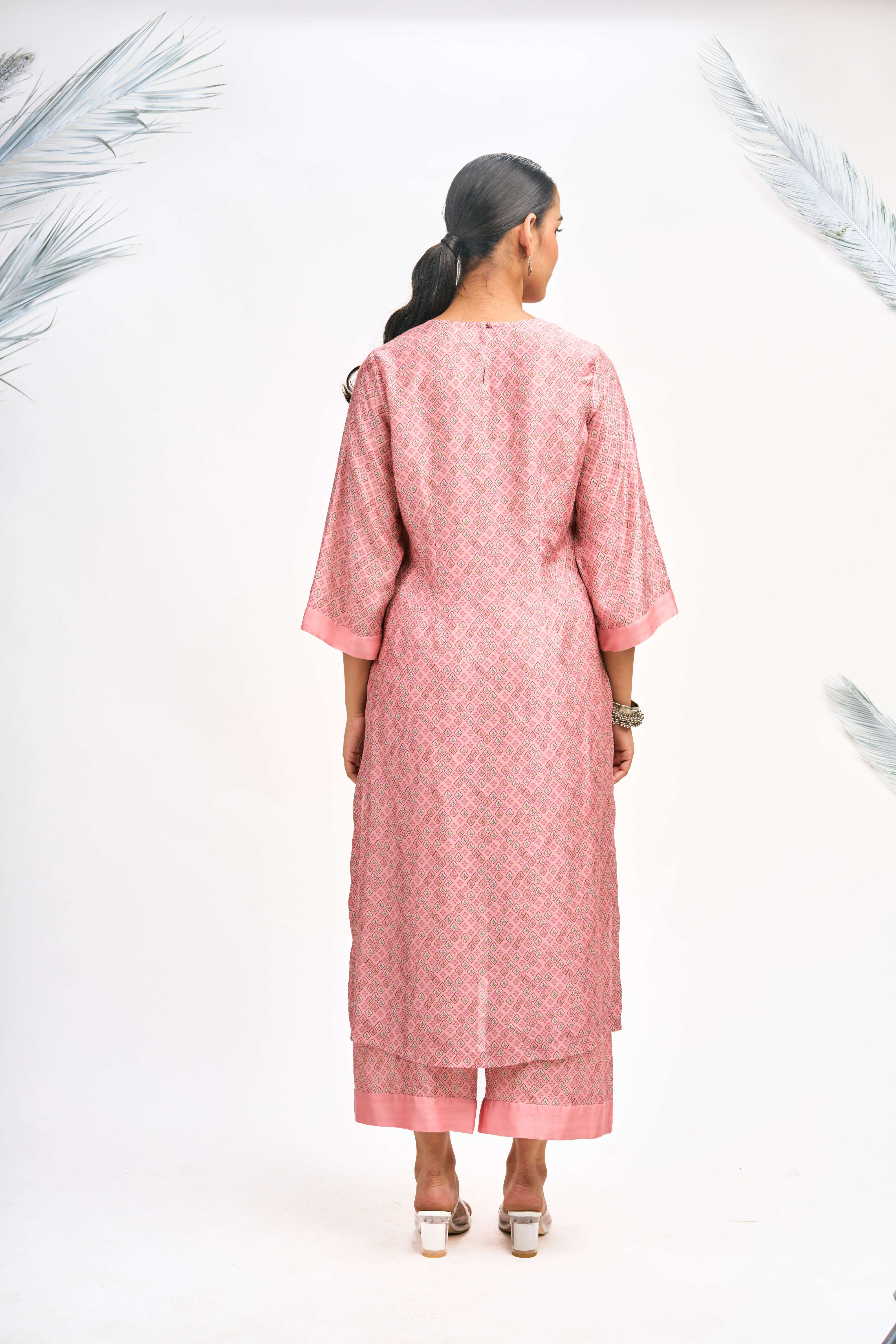 Peach Digital Printed Jacket with Kurta Set