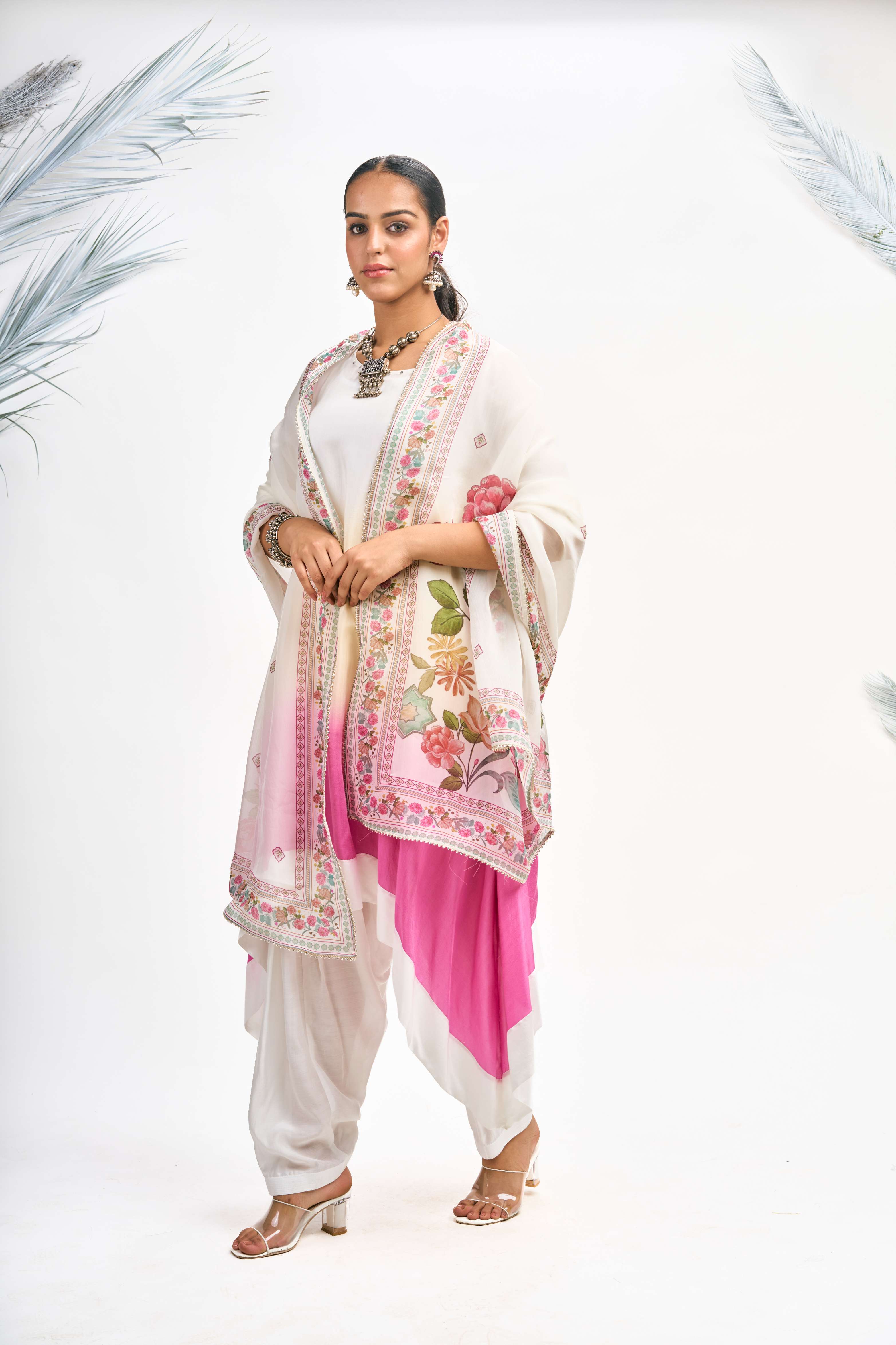 White Ombre Kurta Set