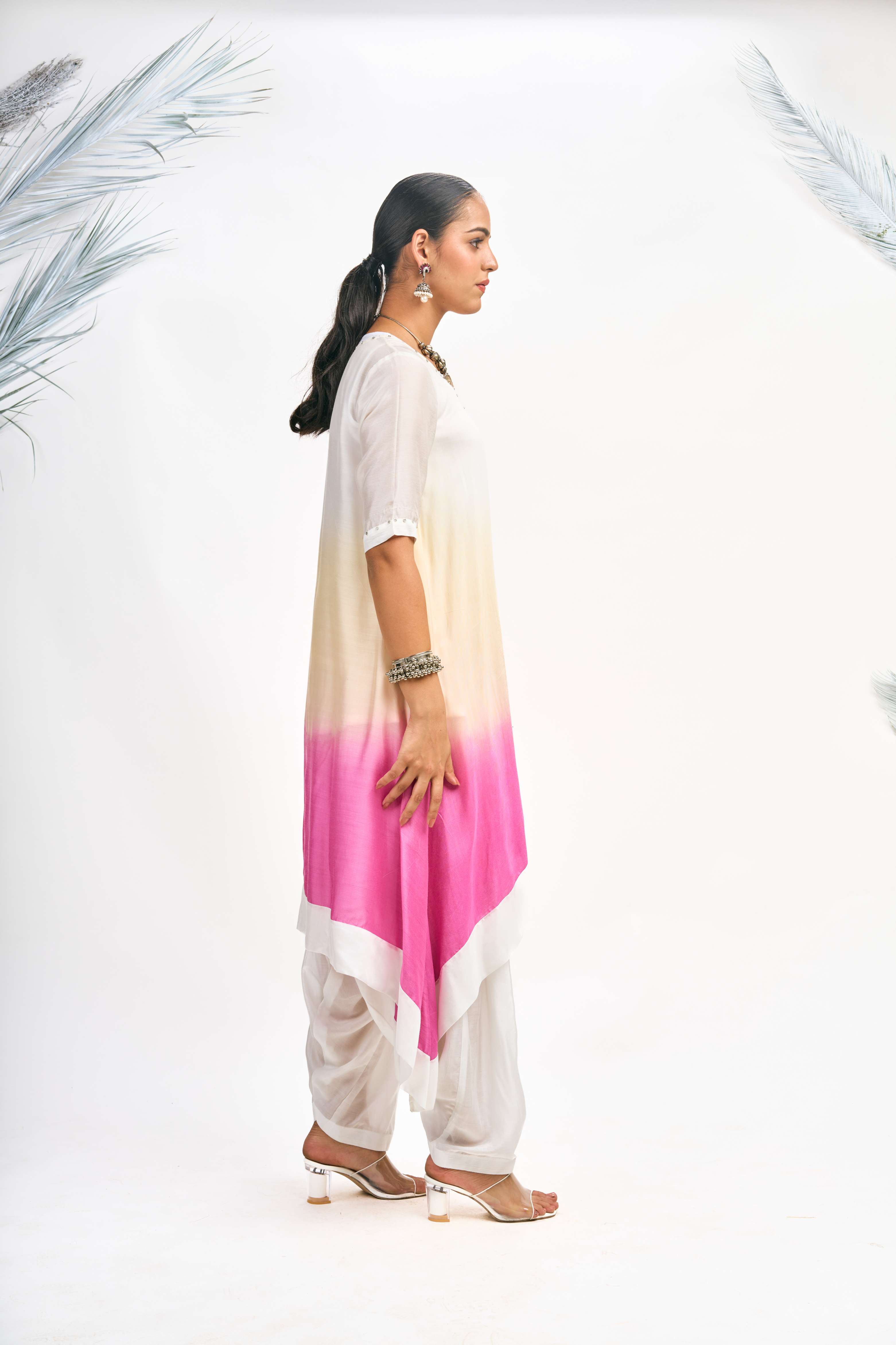 White Ombre Kurta Set