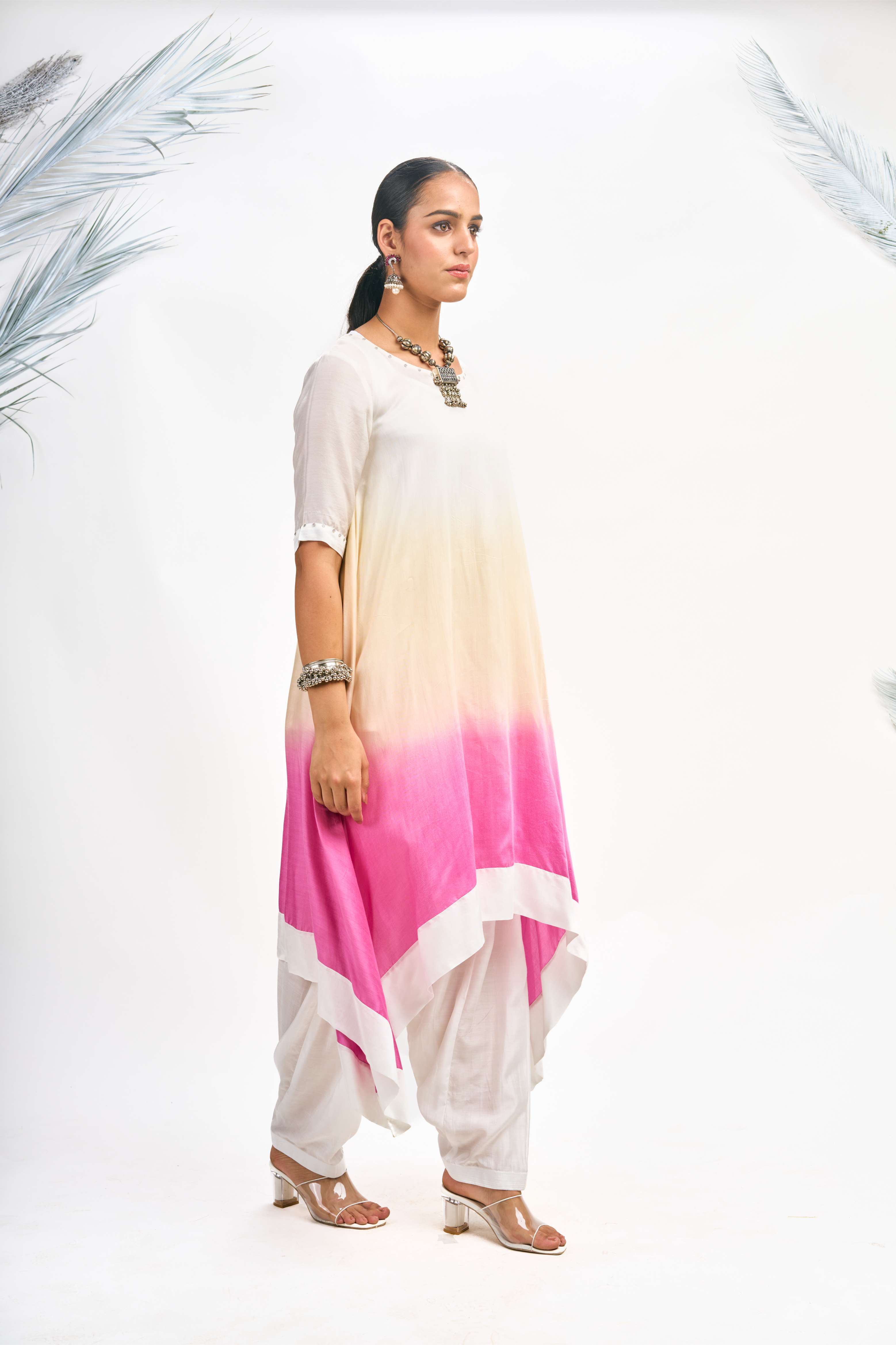 White Ombre Kurta Set