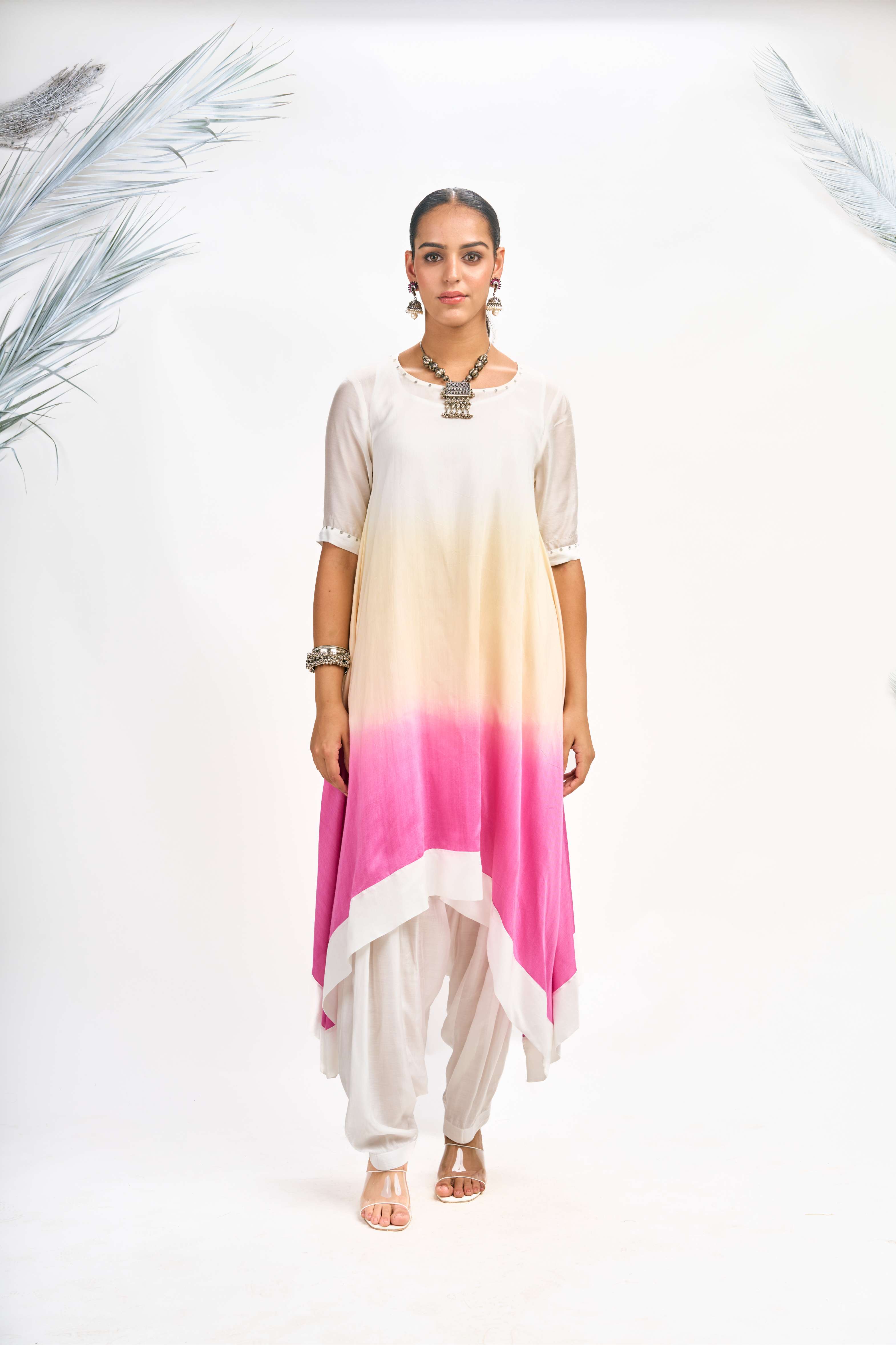 White Ombre Kurta Set