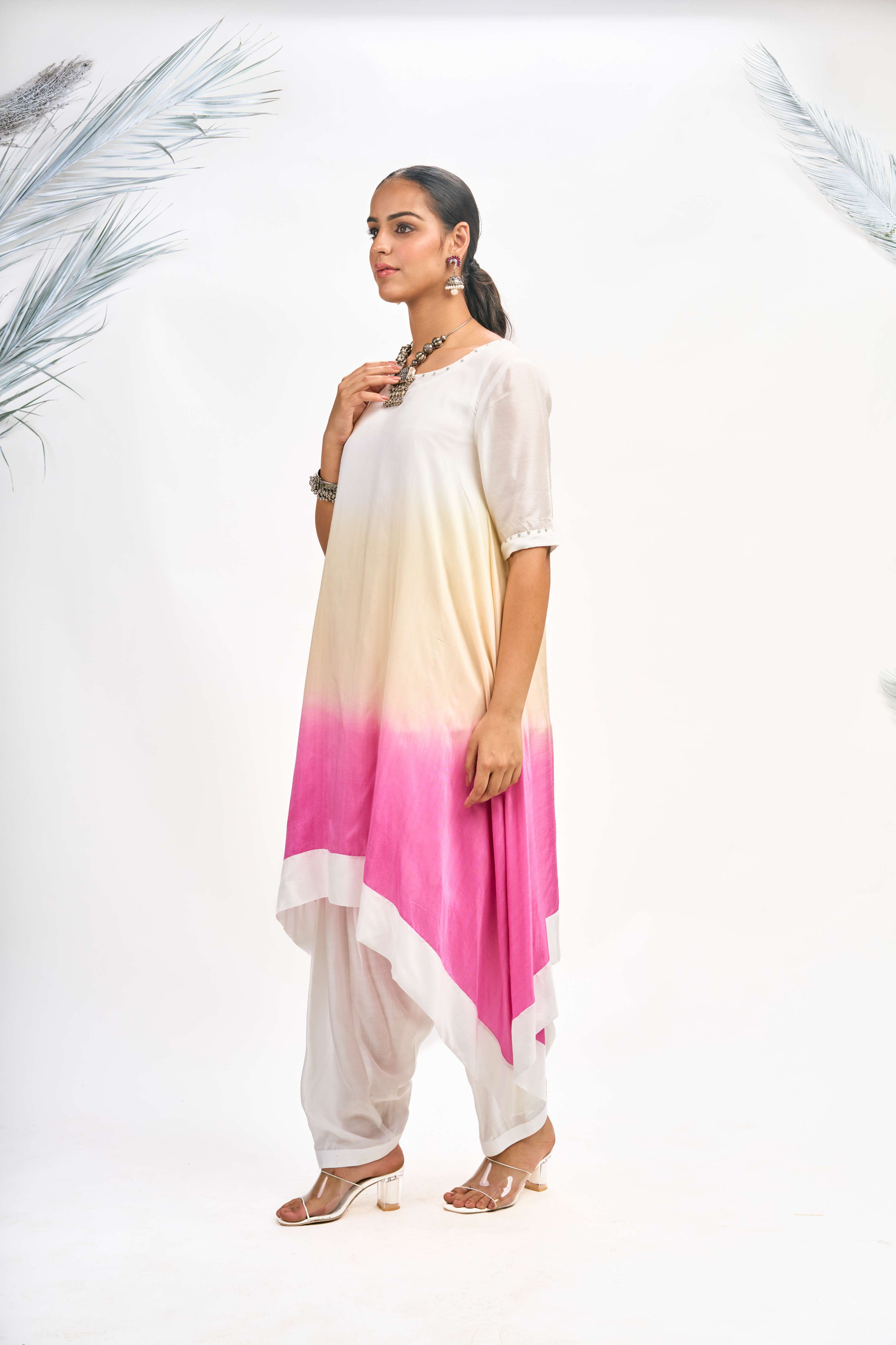 White Ombre Kurta Set