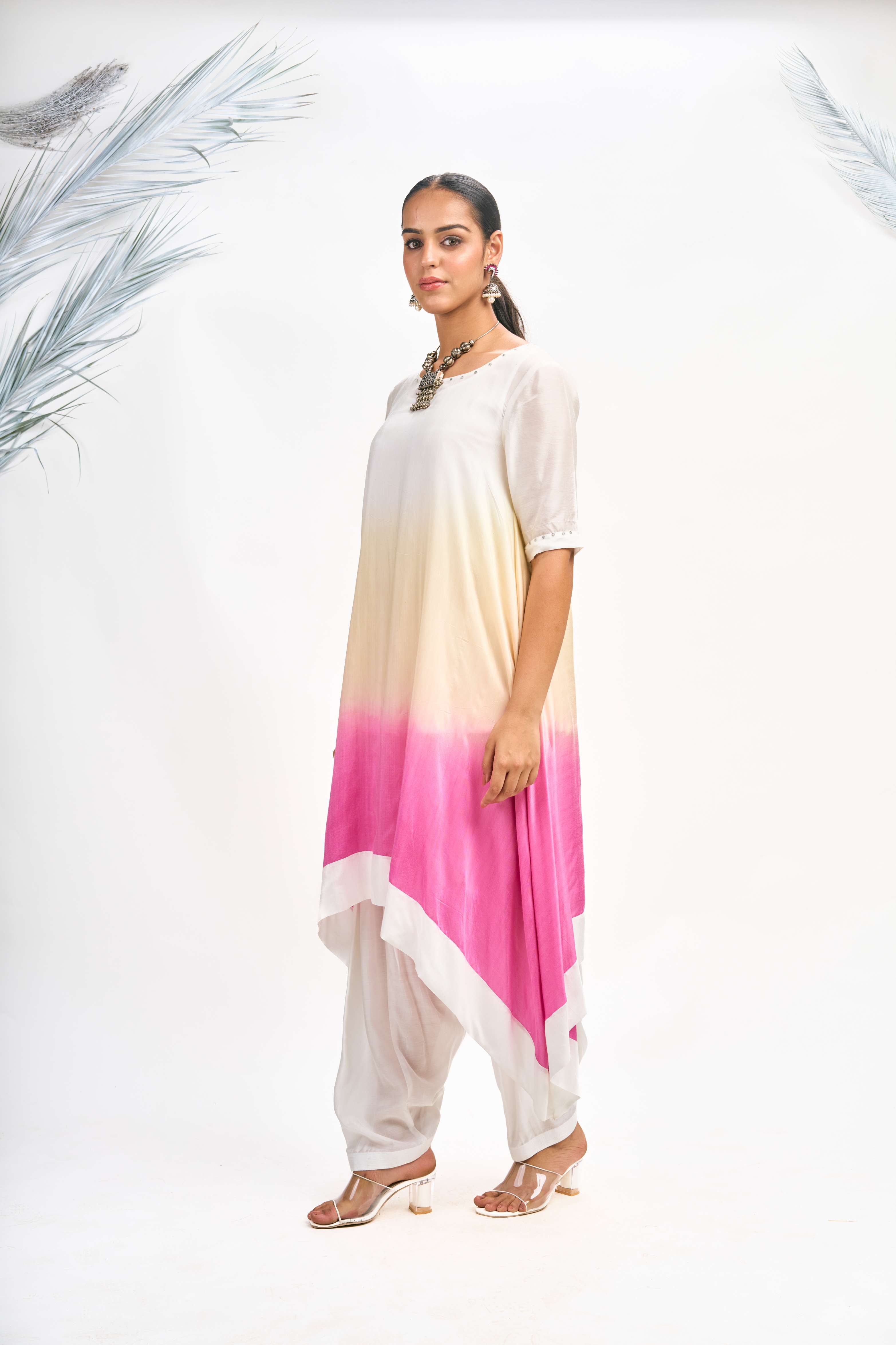 White Ombre Kurta Set