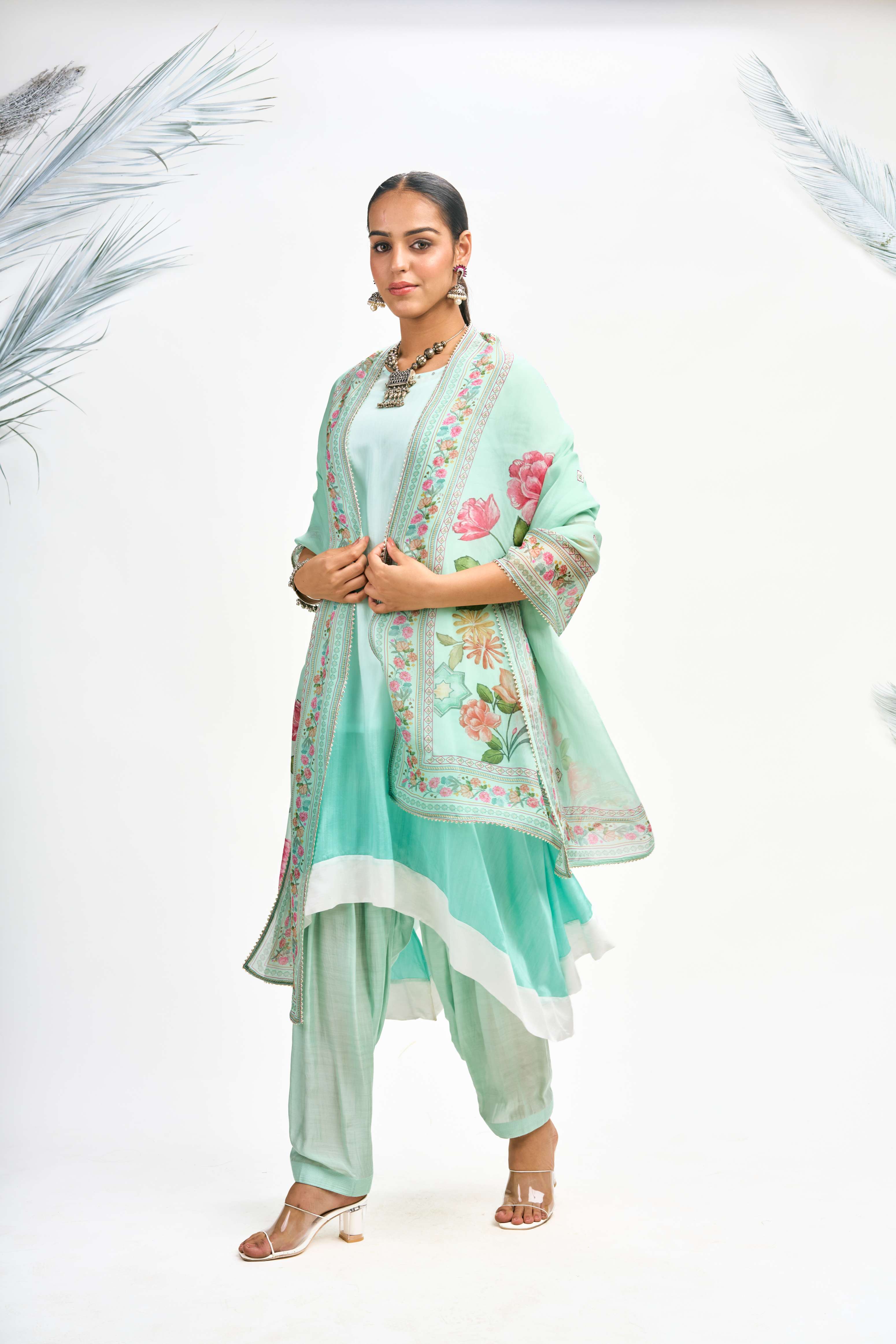 Turquoise Ombre Kurta Set